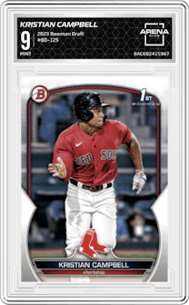 Kristian Campbell from the 2023 Bowman Draft set graded by Arena Club and given an overall grade of 9.