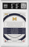Roman Wilson/Blake Corum/Kris Jenkins/J.J. McCarthy from the 2024 Panini National Treasures Collegiate set featuring a Silver parallel graded by Arena Club and given an overall grade of 9.