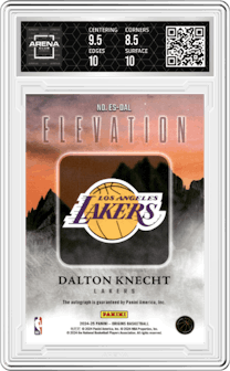 Dalton Knecht from the 2024-25 Panini Origins set graded by Arena Club and given an overall grade of 9.