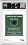 Christian McCaffrey from the 2023 Donruss Optic set graded by Arena Club and given an overall grade of 9.