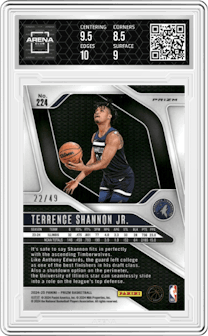Terrence Shannon Jr. from the 2024-25 Panini Prizm set featuring a Orange parallel and given an overall grade of 9.