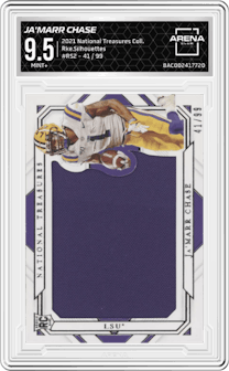 Ja'Marr Chase from the 2021 Panini National Treasures Collegiate set graded by Arena Club and given an overall grade of 9.5.