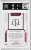 Terrion Arnold from the 2024 Panini National Treasures Collegiate set featuring a Prime parallel graded by Arena Club and given an overall grade of 9.5.