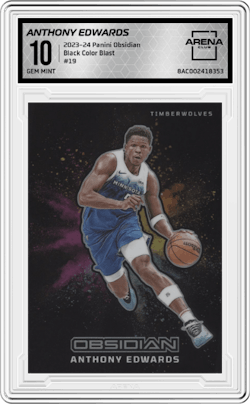 Anthony Edwards from the 2023-24 Panini Obsidian set and given an overall grade of 10.