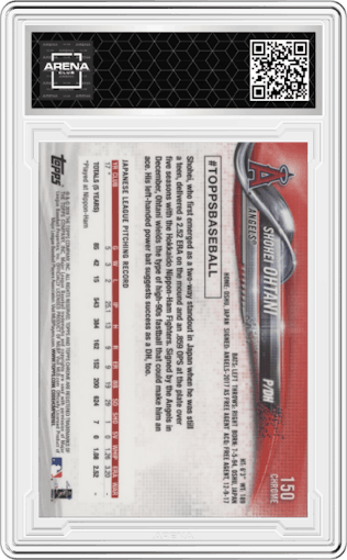 Shohei Ohtani from the 2018 Topps Chrome set graded by Arena Club.
