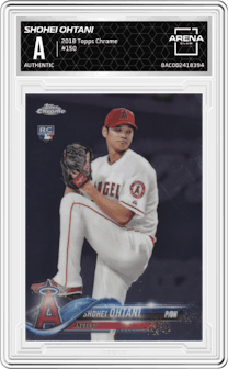 Shohei Ohtani from the 2018 Topps Chrome set graded by Arena Club and given an overall grade of 0.