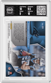Christian McCaffrey from the 2017 Panini Spectra set featuring a Neon Green parallel graded by Arena Club and given an overall grade of 8.5.