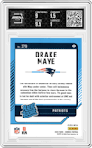 Drake Maye from the 2024 Donruss set featuring a Red Pandora parallel graded by Arena Club and given an overall grade of 9.5.