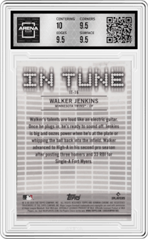 Walker Jenkins from the 2024 Bowman Draft set graded by Arena Club and given an overall grade of 10.