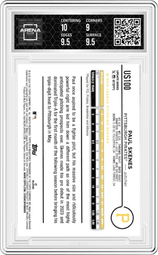 Paul Skenes from the 2024 Topps Update set graded by Arena Club and given an overall grade of 9.5.