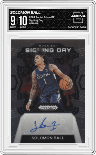 Solomon Ball  from the 2024 Panini Prizm Draft Picks set graded by Arena Club and given an overall grade of 9.