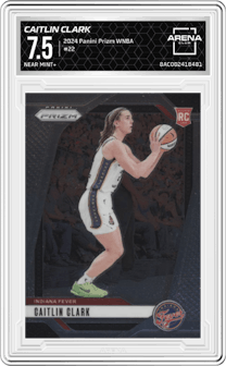 Caitlin Clark from the 2024 Panini Prizm WNBA set graded by Arena Club and given an overall grade of 7.5.