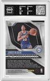 Jared McCain from the 2024-25 Panini Prizm set featuring a Orange Seismic parallel graded by Arena Club and given an overall grade of 9.5.