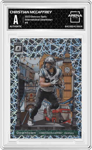 Christian McCaffrey from the 2023 Donruss Optic set graded by Arena Club.