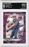 Joe Milton III from the 2024 Panini Prizm set featuring a Purple Ice parallel graded by Arena Club and given an overall grade of 9.