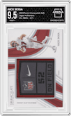 Nick Bosa from the 2023 Panini Immaculate Collection  set featuring a Authentics parallel graded by Arena Club and given an overall grade of 9.5.