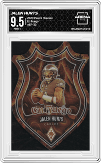 Jalen Hurts from the 2023 Panini Phoenix set graded by Arena Club and given an overall grade of 9.5.