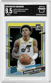 Keyonte George from the 2023-24 Donruss Optic set featuring a Holo parallel graded by Arena Club and given an overall grade of 9.5.