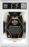 Trey Murphy III from the 2021-22 Panini Select set featuring a Gold Wave parallel graded by Arena Club and given an overall grade of 9.