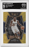 Trey Murphy III from the 2021-22 Panini Select set featuring a Gold Wave parallel graded by Arena Club and given an overall grade of 9.