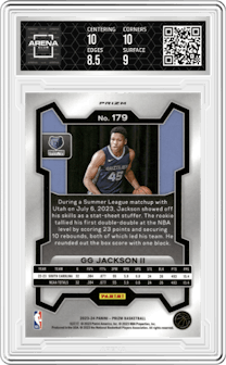 GG Jackson II from the 2023-24 Panini Prizm set featuring a Green Prizm parallel graded by Arena Club and given an overall grade of 9.