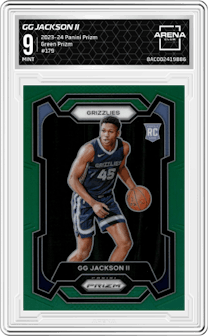 GG Jackson II from the 2023-24 Panini Prizm set featuring a Green Prizm parallel graded by Arena Club and given an overall grade of 9.