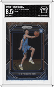 Chet Holmgren from the 2022-23 Panini Prizm  set graded by Arena Club and given an overall grade of 8.5.