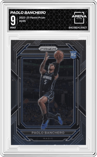 Paolo Banchero from the 2022-23 Panini Prizm  set graded by Arena Club and given an overall grade of 9.