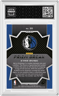 Kyrie Irving from the 2023-24 Panini Prizm set featuring a Blue Wave parallel graded by Arena Club.