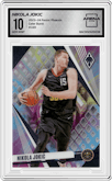 Nikola Jokic from the 2023-24 Panini Phoenix set featuring a Color Burst parallel graded by Arena Club and given an overall grade of 10.