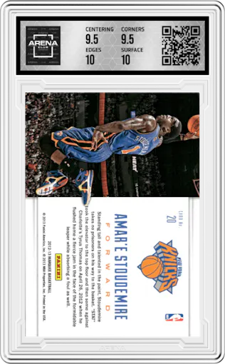 Amar'e Stoudemire from the 2012-13 Panini Marquee  set graded by Arena Club and given an overall grade of 10.