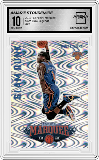 Amar'e Stoudemire from the 2012-13 Panini Marquee  set graded by Arena Club and given an overall grade of 10.