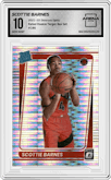 Scottie Barnes from the 2021-22 Panini Donruss Optic set featuring a Target Box Set parallel graded by Arena Club and given an overall grade of 10.