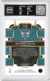 Brandon Miller from the 2023-24 Panini Select  set featuring a Blue Prizm parallel graded by Arena Club and given an overall grade of 9.5.