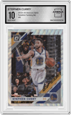 Stephen Curry from the 2019-20 Panini Donruss Optic set featuring a Fanatics Factory Set parallel graded by Arena Club and given an overall grade of 10.