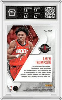 Amen Thompson from the 2023-24 Panini Phoenix set featuring a Silver parallel graded by Arena Club and given an overall grade of 9.5.