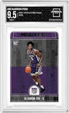 De'Aaron Fox from the 2017-18 Panini NBA Hoops set graded by Arena Club and given an overall grade of 9.5.