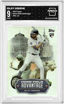 Riley Greene from the 2023 Topps Series 2 set graded by Arena Club and given an overall grade of 9.