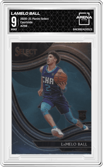 LaMelo Ball from the 2020-21 Panini Select  set graded by Arena Club and given an overall grade of 9.