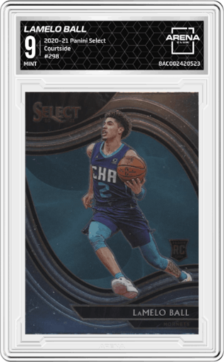LaMelo Ball from the 2020-21 Panini Select  set graded by Arena Club and given an overall grade of 9.