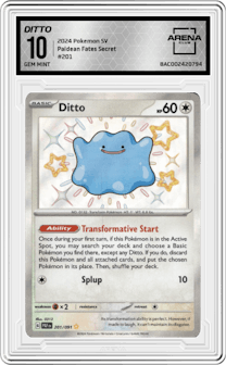 Ditto from the 2024 Pokemon SV set graded by Arena Club and given an overall grade of 10.