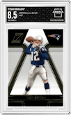 Tom Brady from the 2005 Donruss Zenith set graded by Arena Club and given an overall grade of 8.5.