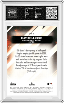 Elly De La Cruz from the 2024 Topps Update set graded by Arena Club and given an overall grade of 9.5.