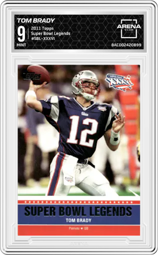 Tom Brady from the 2011 Topps set graded by Arena Club and given an overall grade of 9.