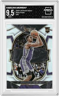 Keegan Murray from the 2022-23 Panini Select set featuring a Silver Prizm parallel graded by Arena Club and given an overall grade of 9.5.