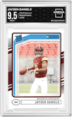 Jayden Daniels from the 2024 Donruss set graded by Arena Club and given an overall grade of 9.5.
