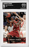 LeBron James from the 2004-05 Upper Deck set graded by Arena Club and given an overall grade of 9.