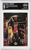 Michael Jordan from the 1996-97 Upper Deck Collector's Choice set graded by Arena Club and given an overall grade of 9.