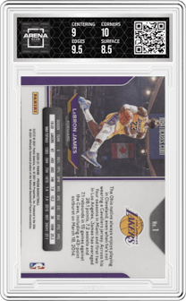 LeBron James from the 2020-21 Panini Prizm set graded by Arena Club and given an overall grade of 9.