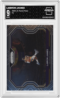 LeBron James from the 2020-21 Panini Prizm set graded by Arena Club and given an overall grade of 9.